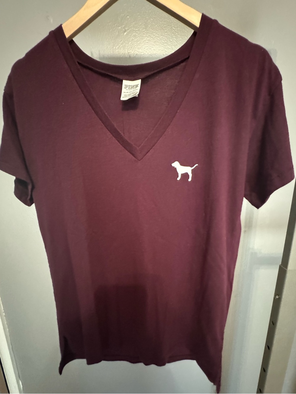 PINK Victoria's Secret Crewneck Tee - Plum with White Label